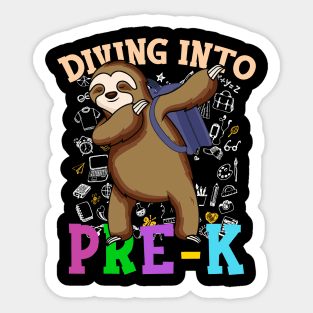 Diving Into pre-k Shirts Dabbing Sloth Students Back To School Gifts Sticker